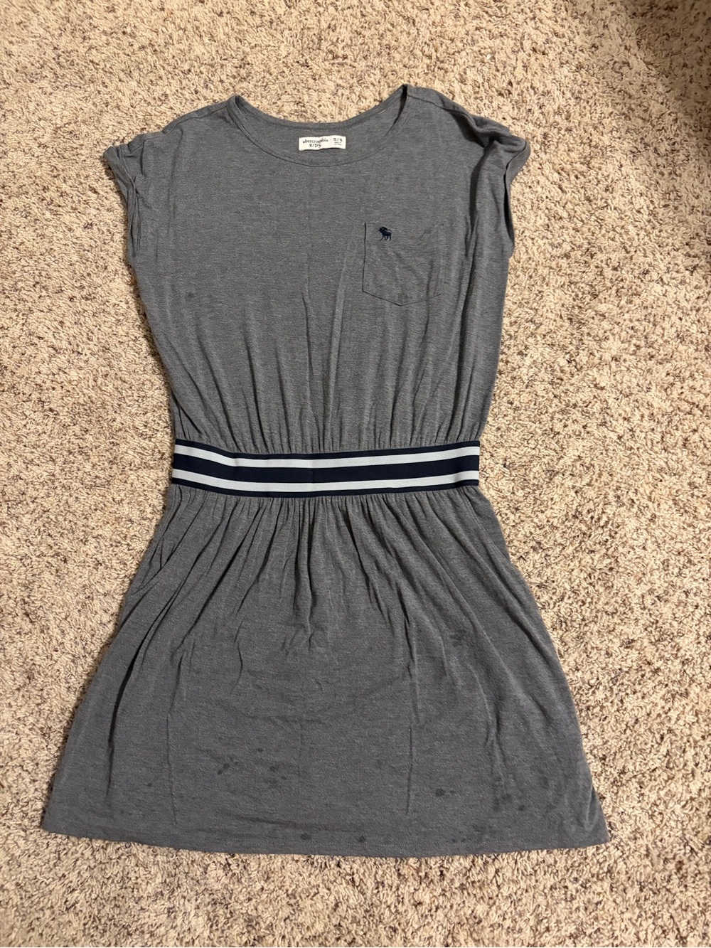abercrombie kids Gray Knit Dress with Striped Waistband